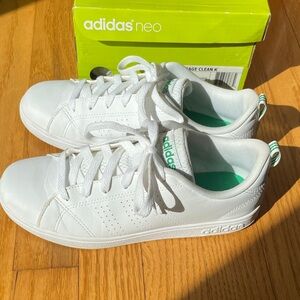 adidas White Kids Sneakers with Green Accents